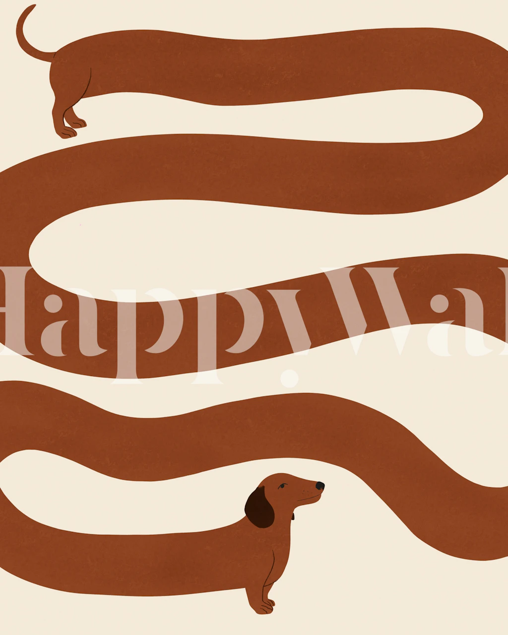 Wavy brown dachshund wallpaper in a room