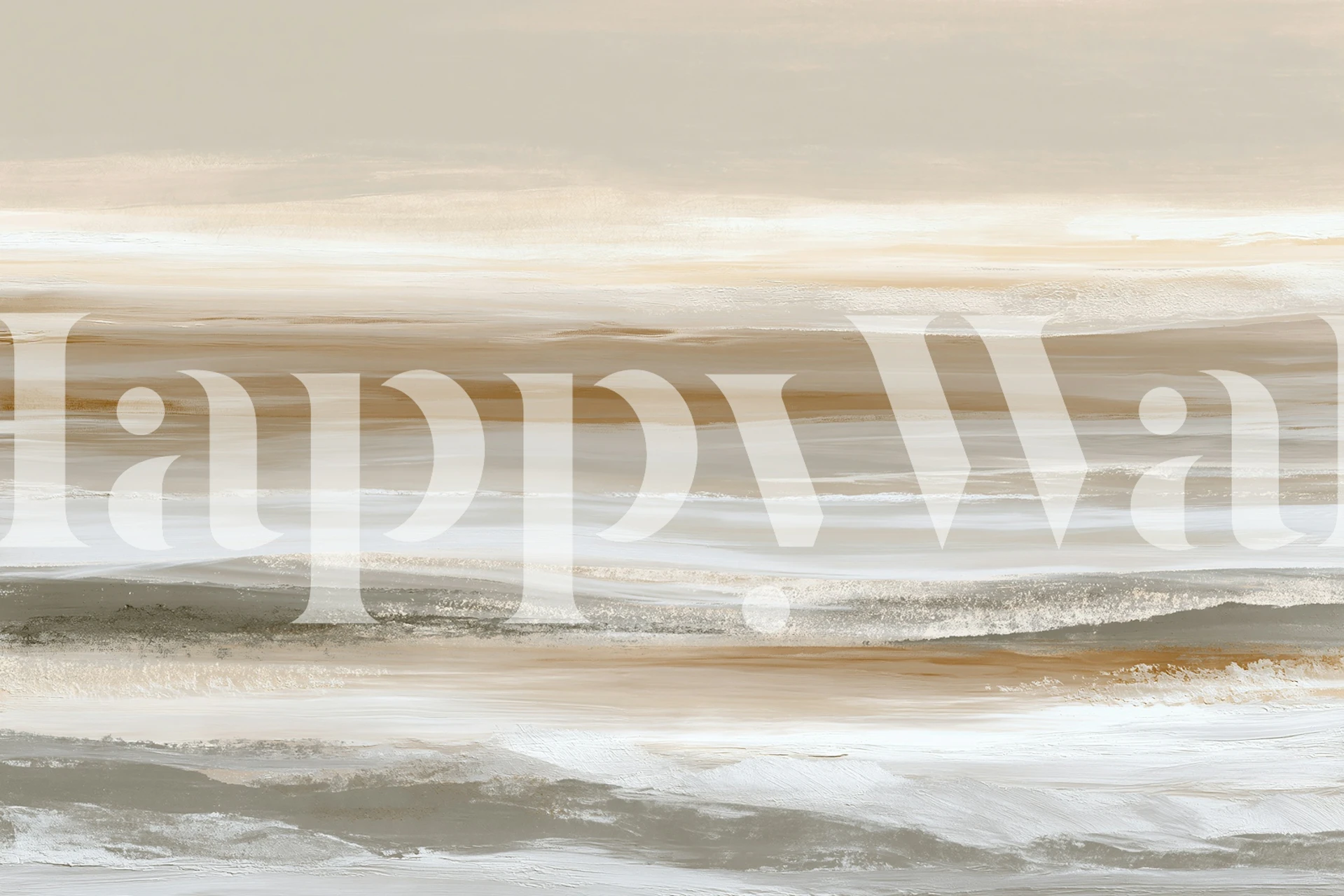 Beige abstract ocean wallpaper in a neutral room