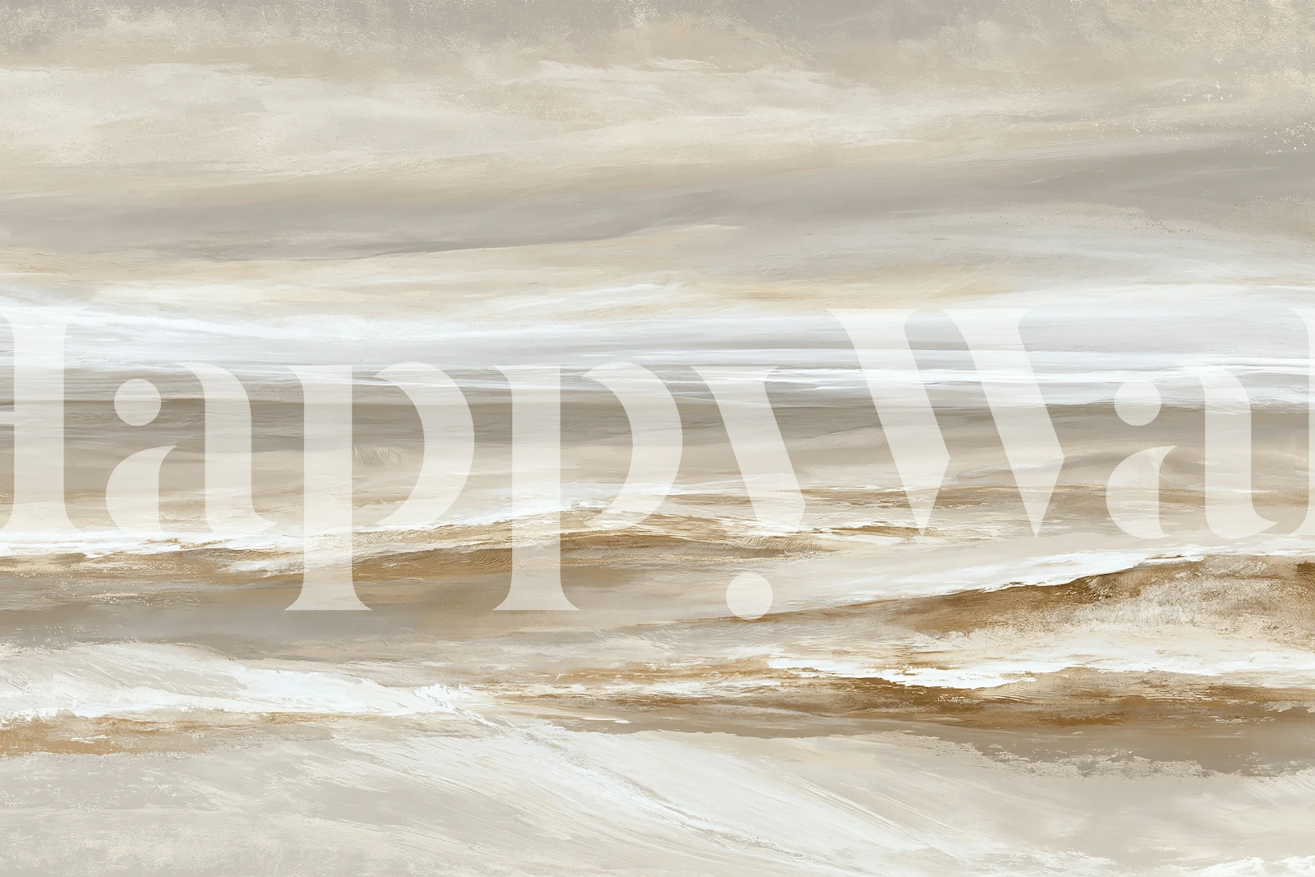 Abstract sand dune wallpaper in a neutral room