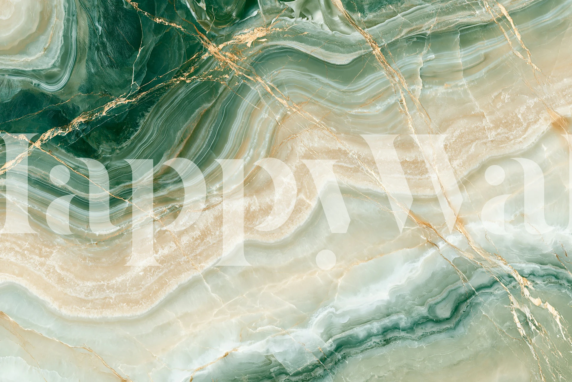 Green onyx marble wallpaper in a modern room
