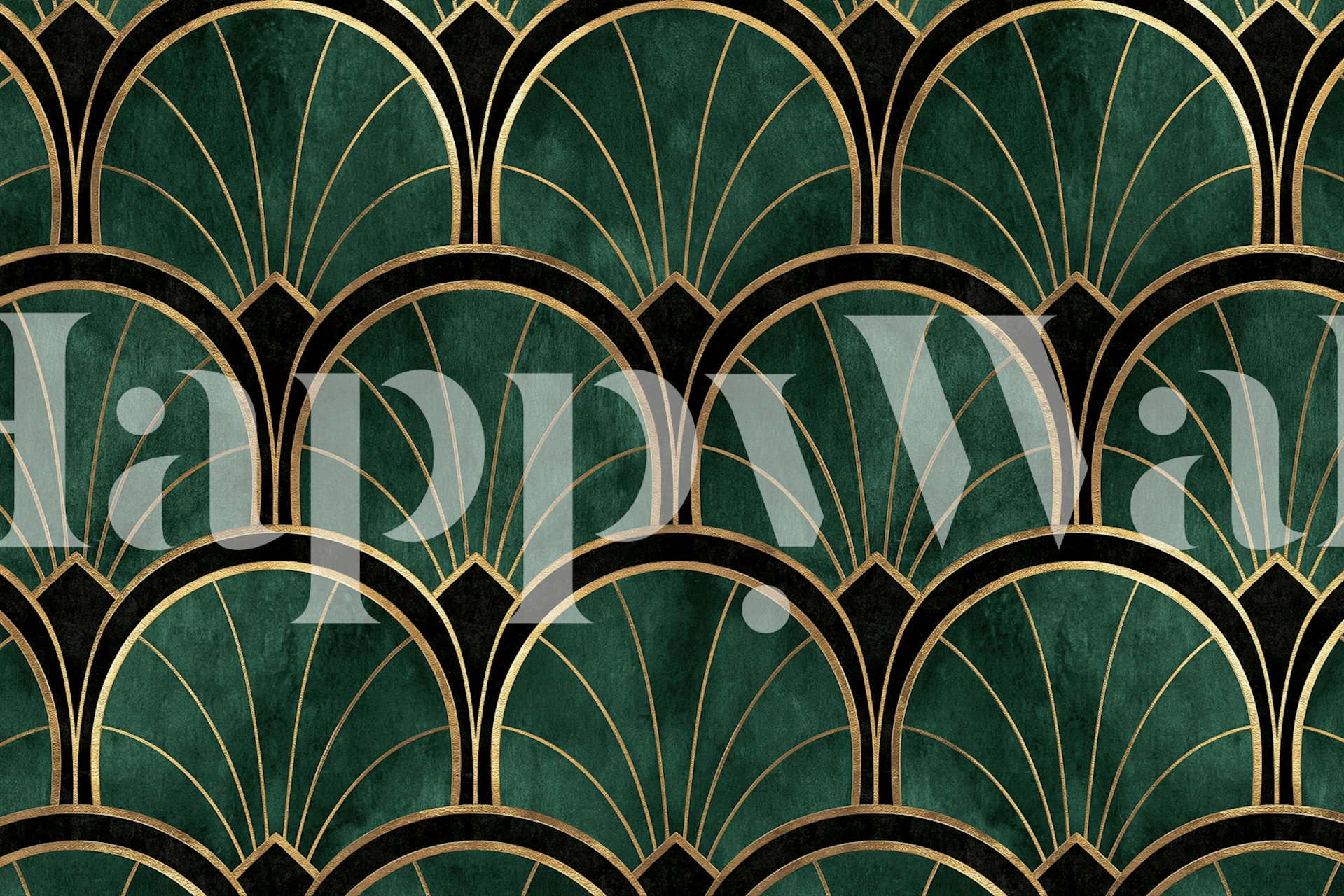 Luxe Emerald Gold Shell Arches wallpaper
