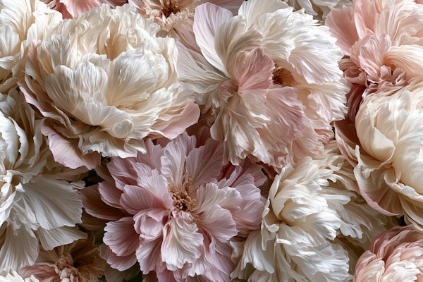 Soft Cream Peonies Floral