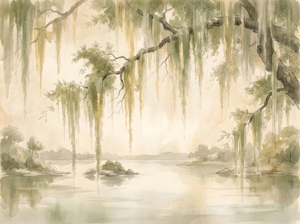 Soft Watercolor Willow Branches