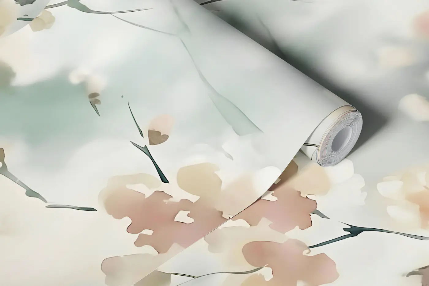 Misty Bamboo Blossoms wallpaper roll