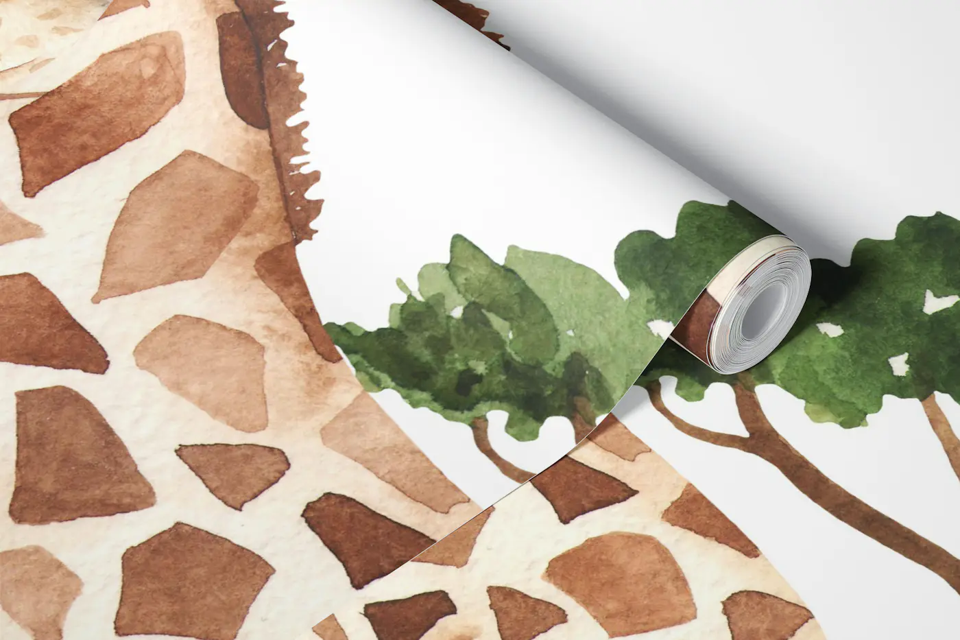 Artistic Giraffe Landscape wallpaper roll