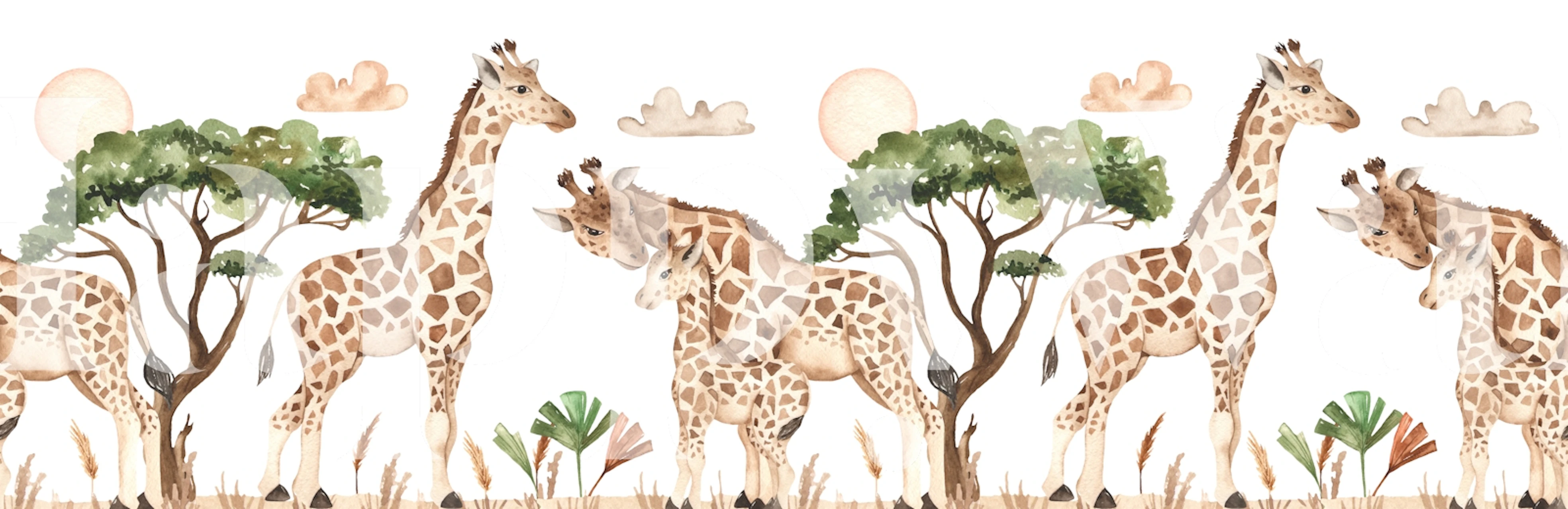 Artistic Giraffe Landscape tapet