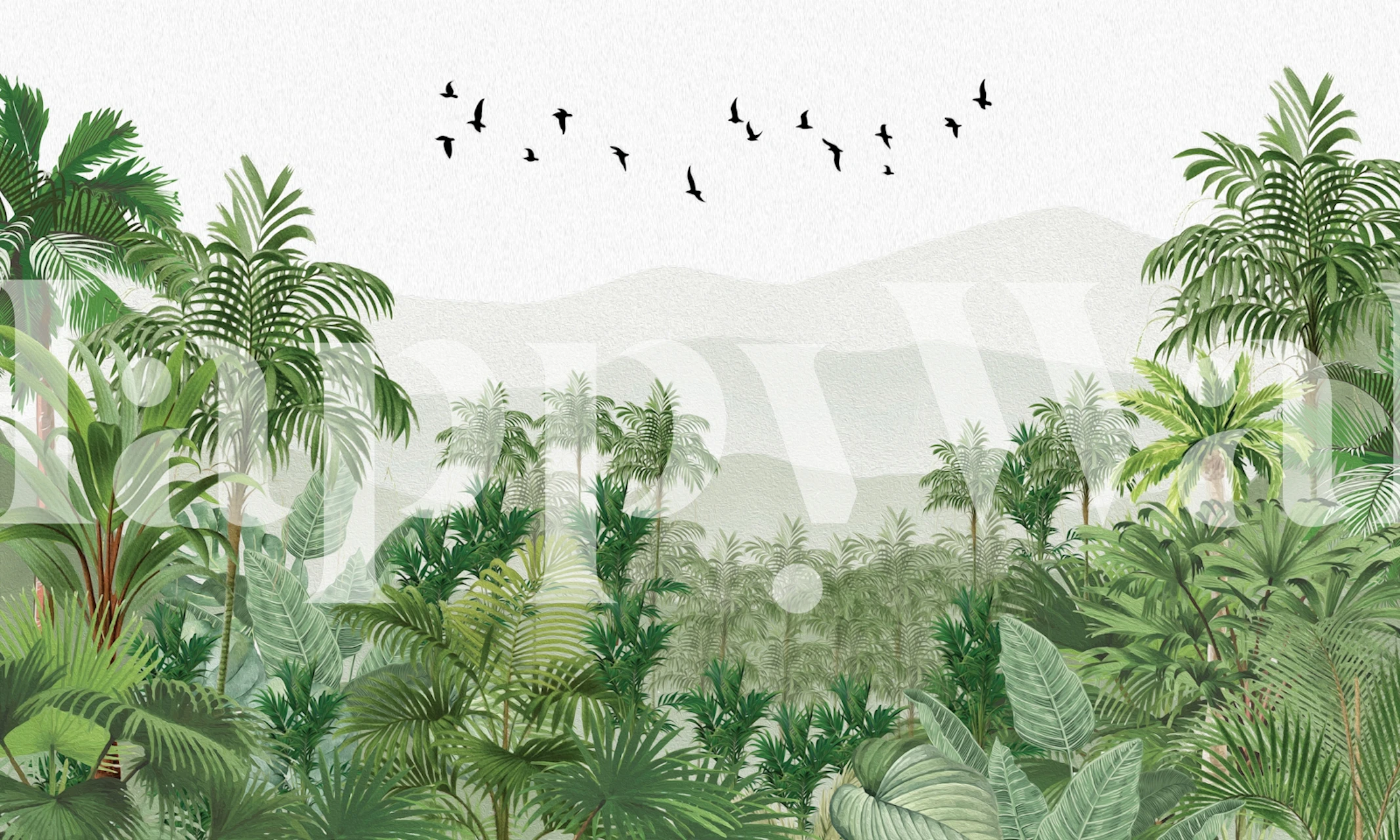 Birds Over Palm Oasis wallpaper