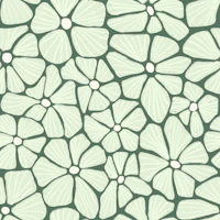 Retro Mosaic Flowers Muted Sage wallpaper