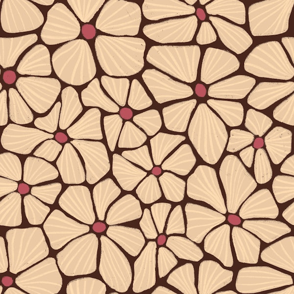 Retro Mosaic Flowers Terracotta Rust
