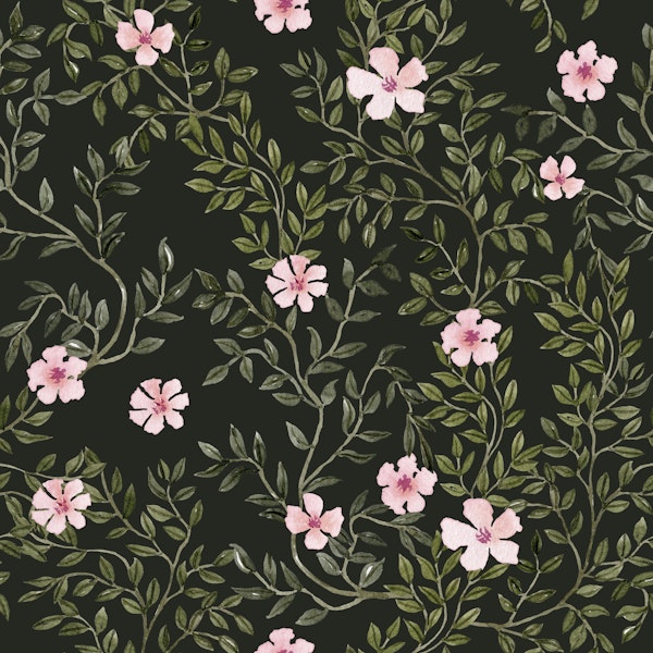 Blush Blossoms on Dark Green