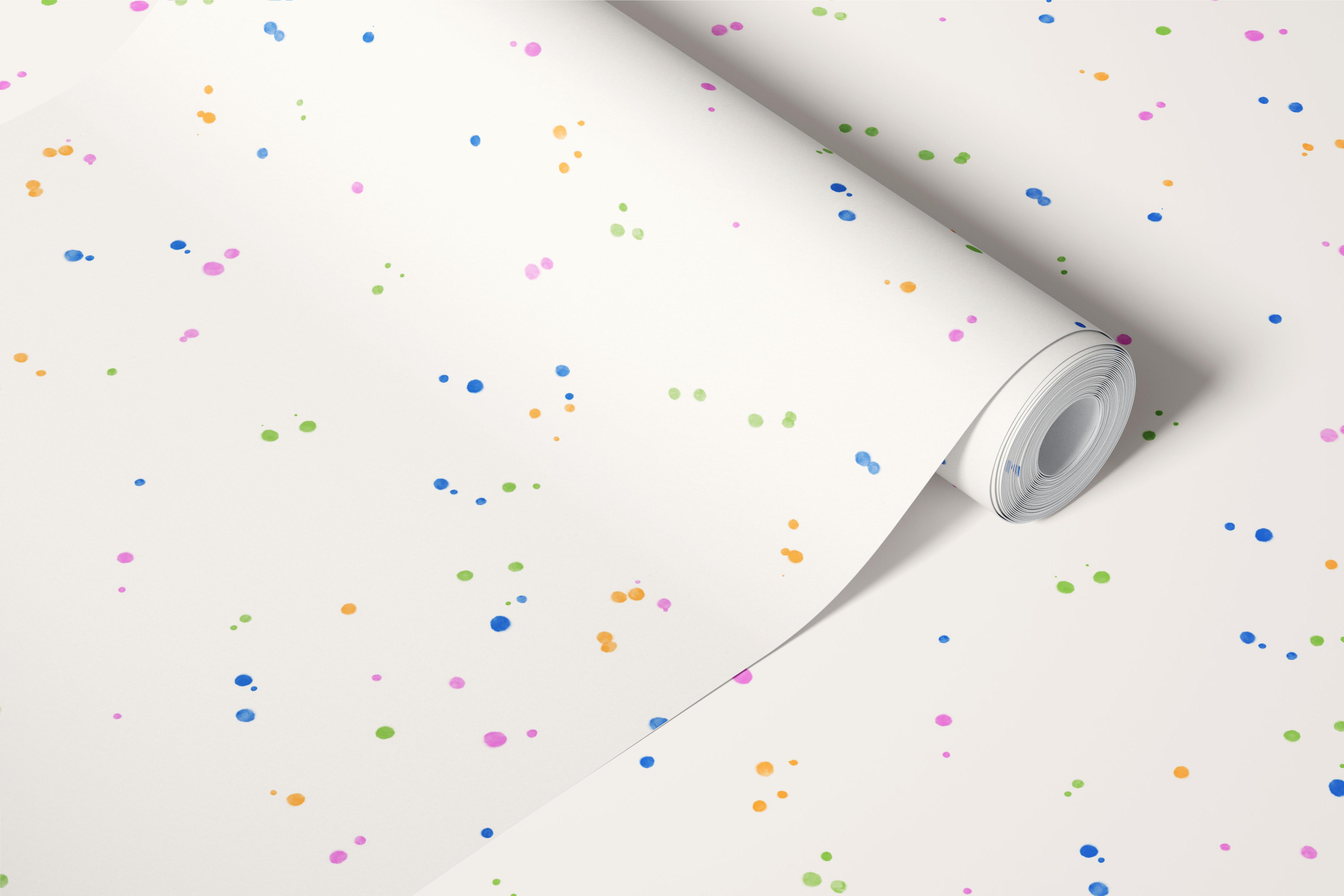 Watercolor splatter wallpaper in a cream room