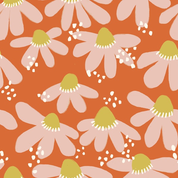 Warm Terracotta and Clay Coneflower Pattern