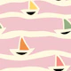 Sailboats on Soft Blush Wave Stripes