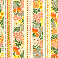 Floral Stripes in Warm Sunset Meadow Tones wallpaper