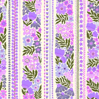 Folk Florals on a Soft Lavender Stripe wallpaper