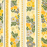 Folk Floral Stripes in Golden Honey wallpaper