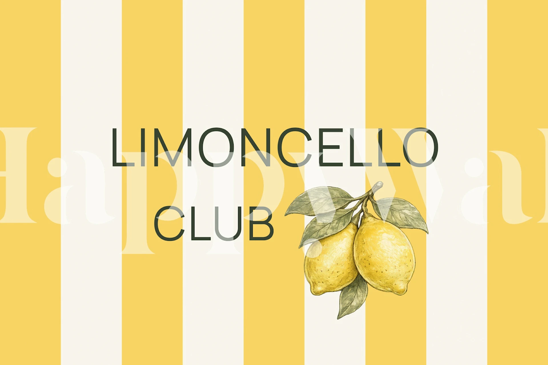Yellow lemon stripe wallpaper in a styled room