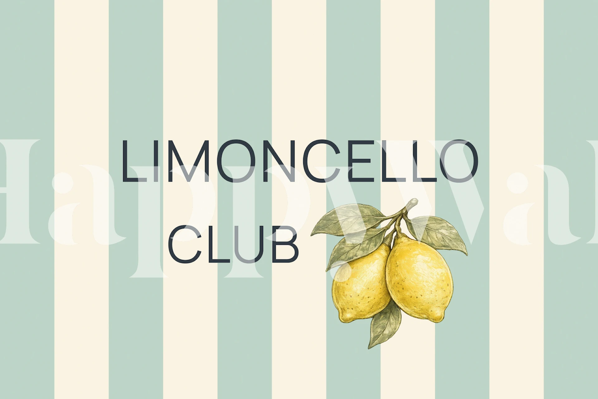 Italian lemon striped wallpaper in a dining room