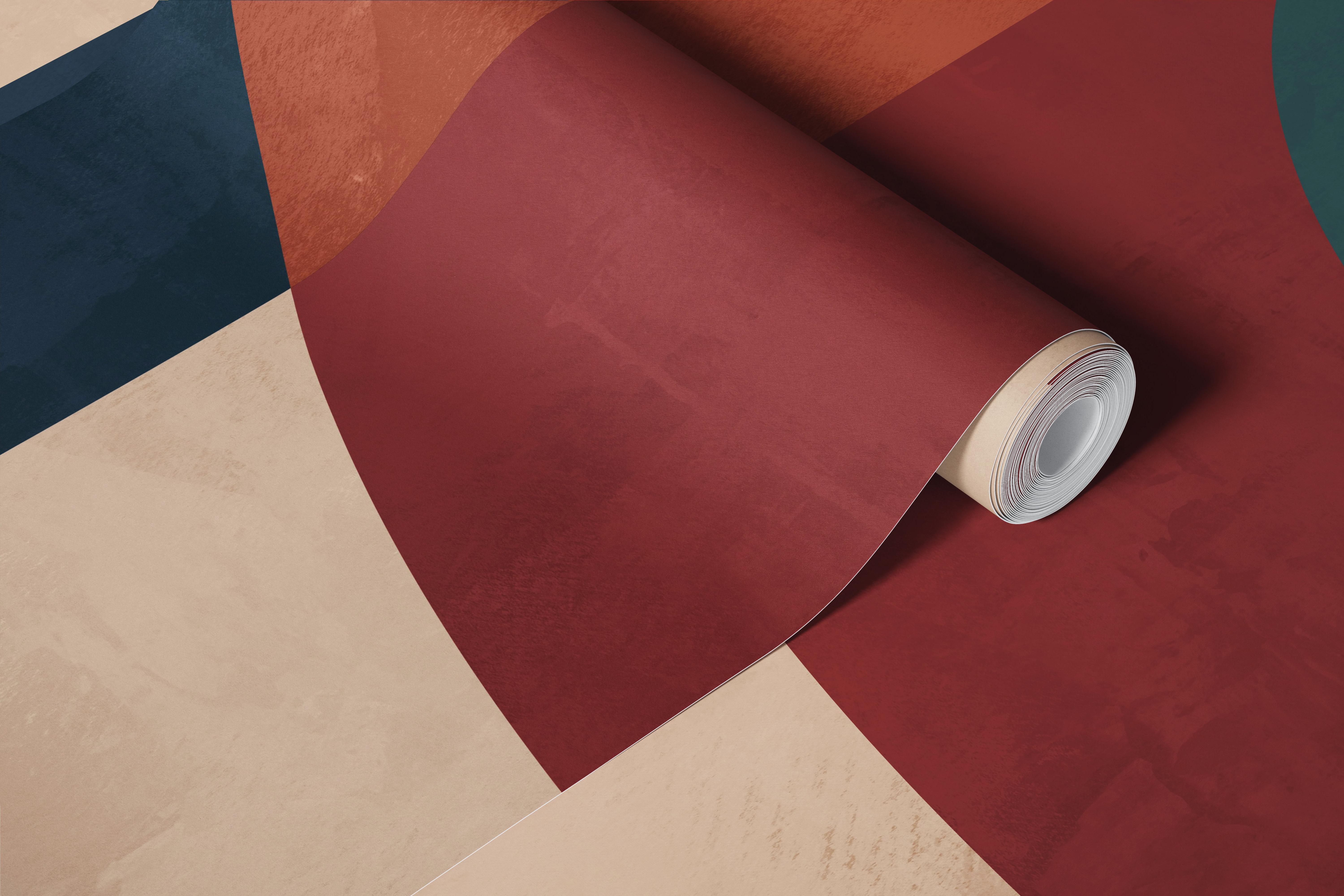 Earth tone geometric wallpaper in a modern room
