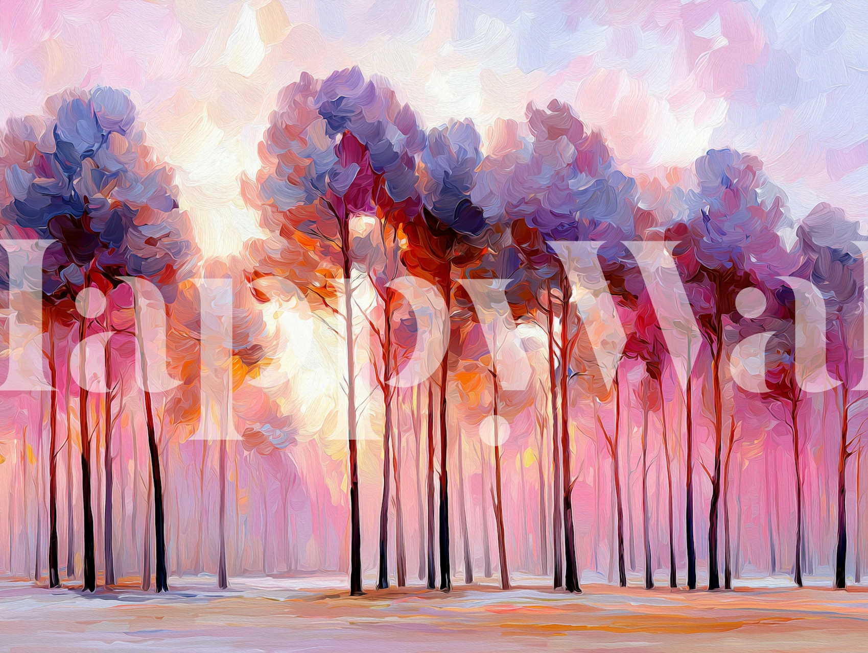 Dreamy Pink Forest Sunset tapeet