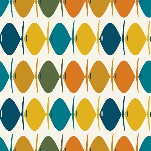 Retro Fish Midcentury Modern Colorful Pattern