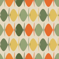 Retro Fish Stripes Midcentury Modern Muted wallpaper