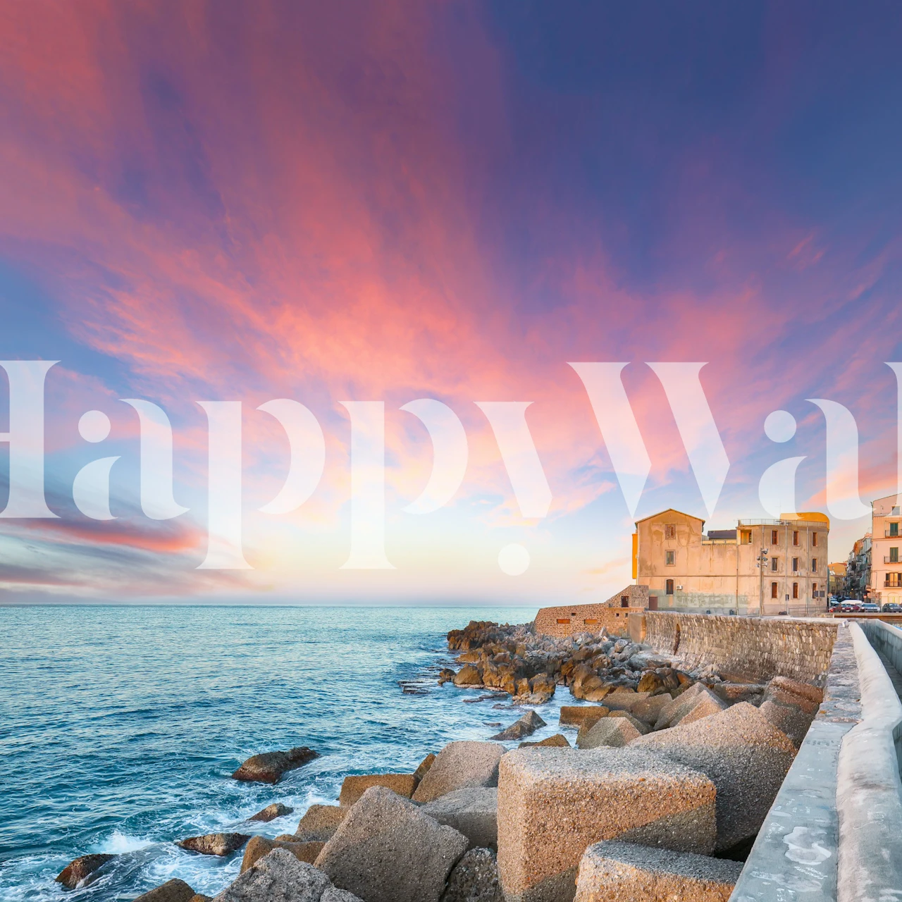 Vibrant Sunset Over Cefalu wallpaper