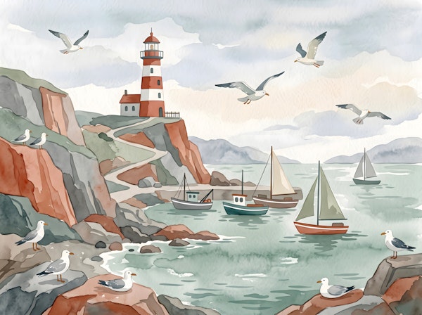 Coastal Lighthouse Harbor