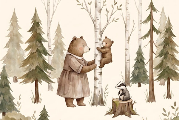 Mama Bear and Cub Forest