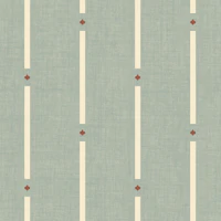 Scandi Linen Stripes Sage Cream & Red wallpaper