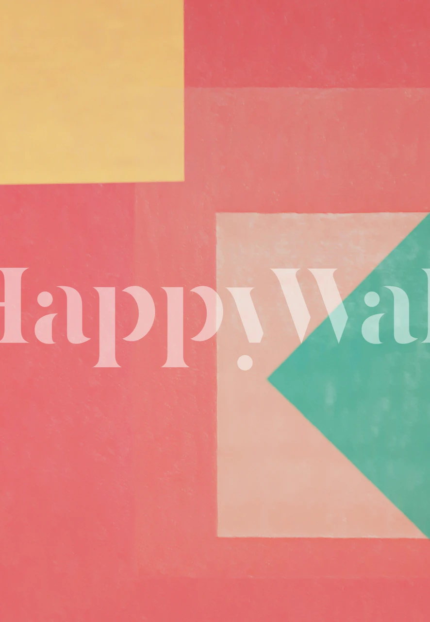 Geometric color block wallpaper in a modern room