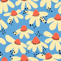 Blooming Daisies and Dots on Sky Blue tapeta