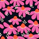 Bold Blooming Flowers on Midnight Black