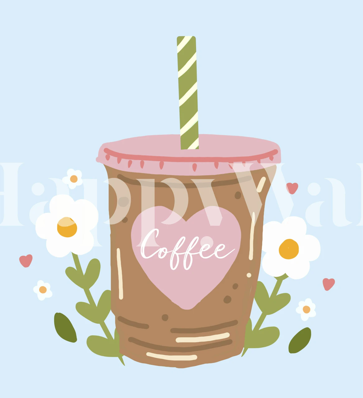 Iced coffee wallpaper in a cozy room