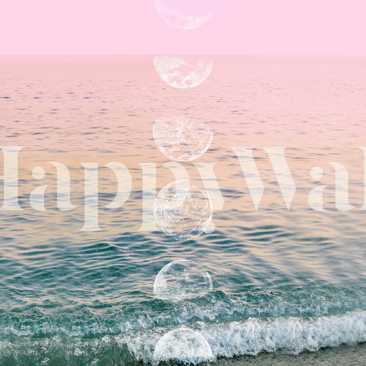 Moontime on the Beach af månefaserne over havet i et rum