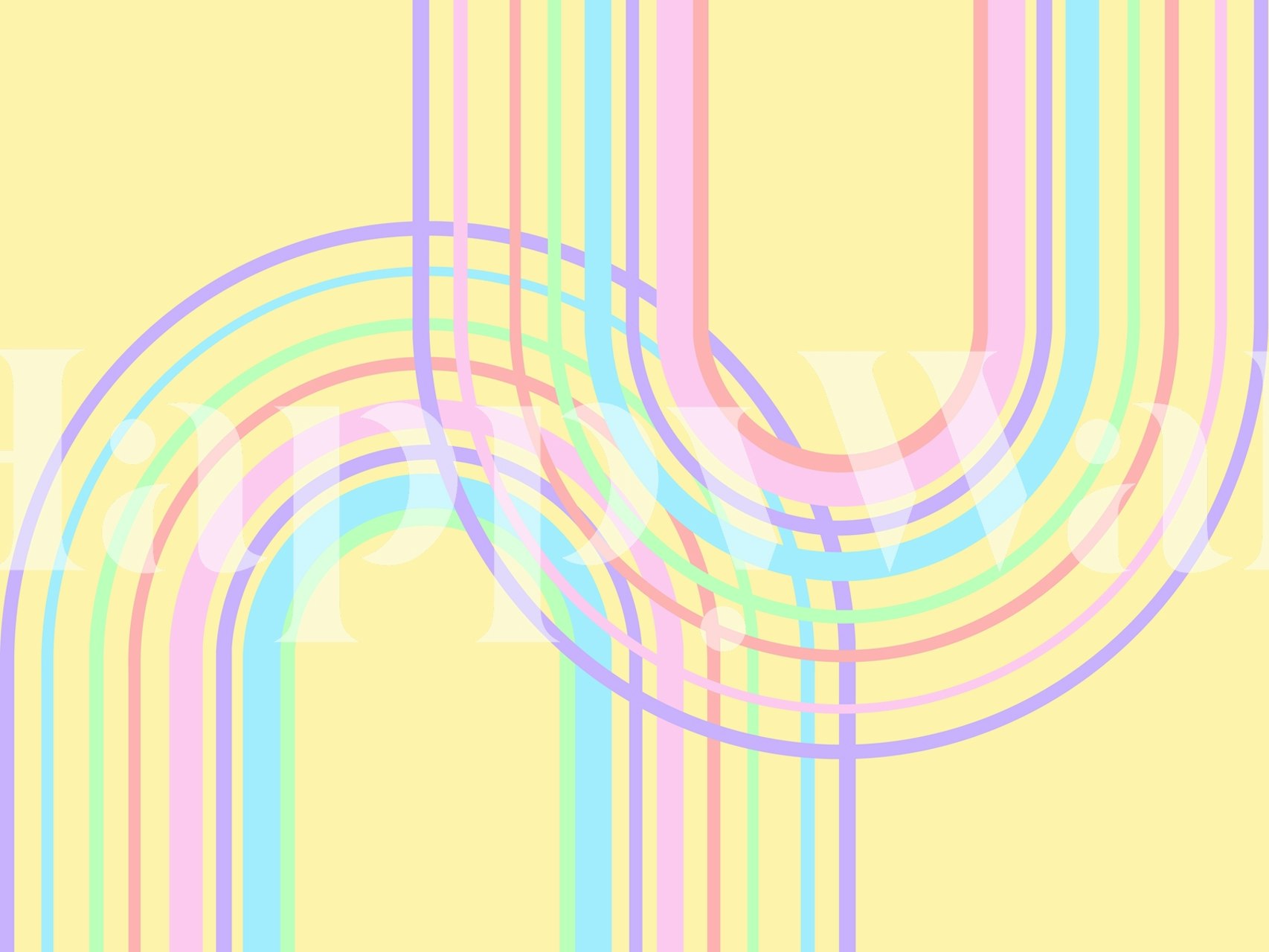 Pastel rainbow arches wall mural in minimalist style