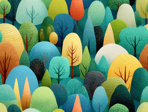 Whimsical Colorful Forest Hills