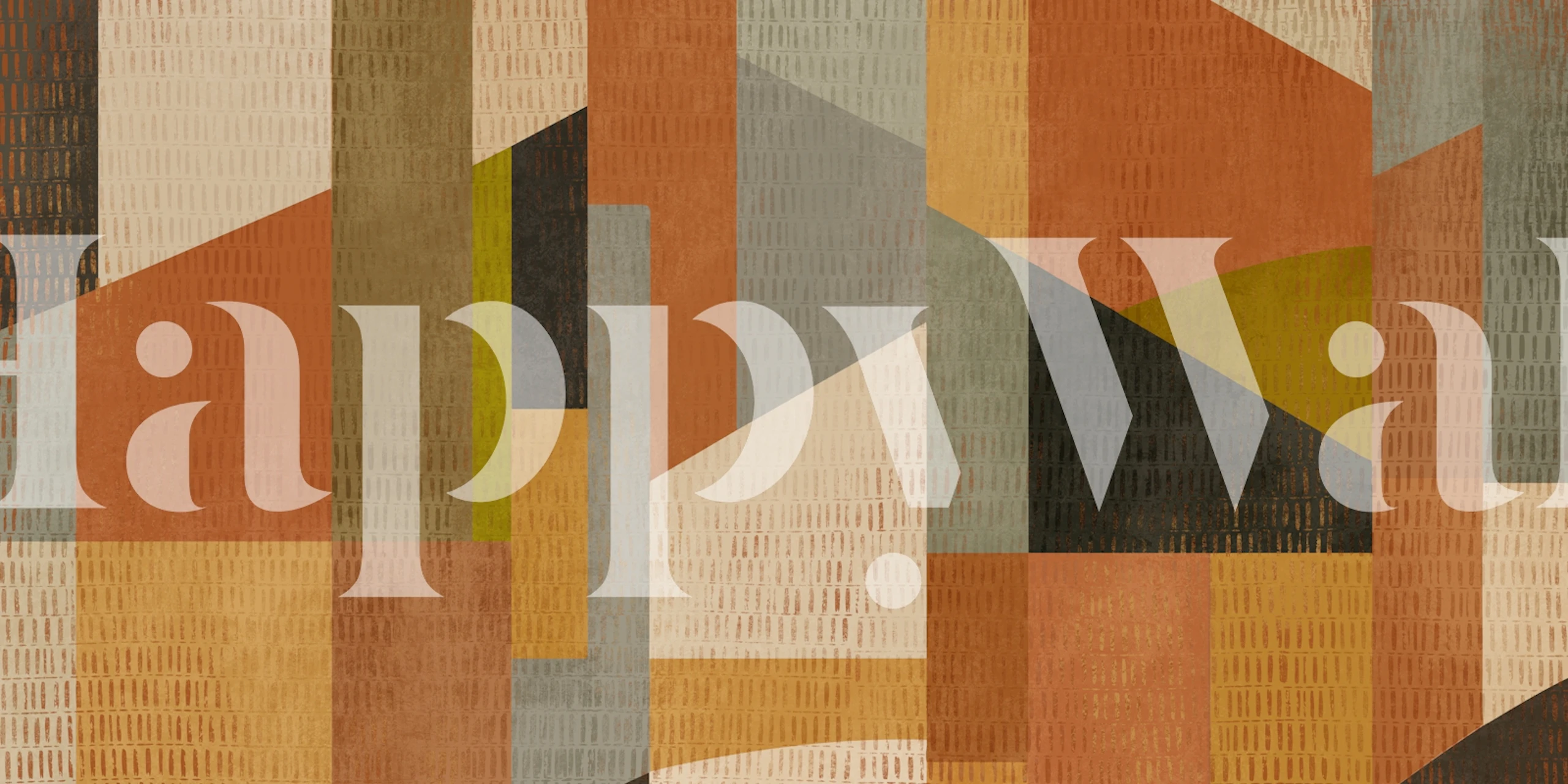 Mid century geometric wallpaper in a warm room