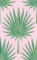 Tropical Palm Leaves - Green on Pink wallpaper