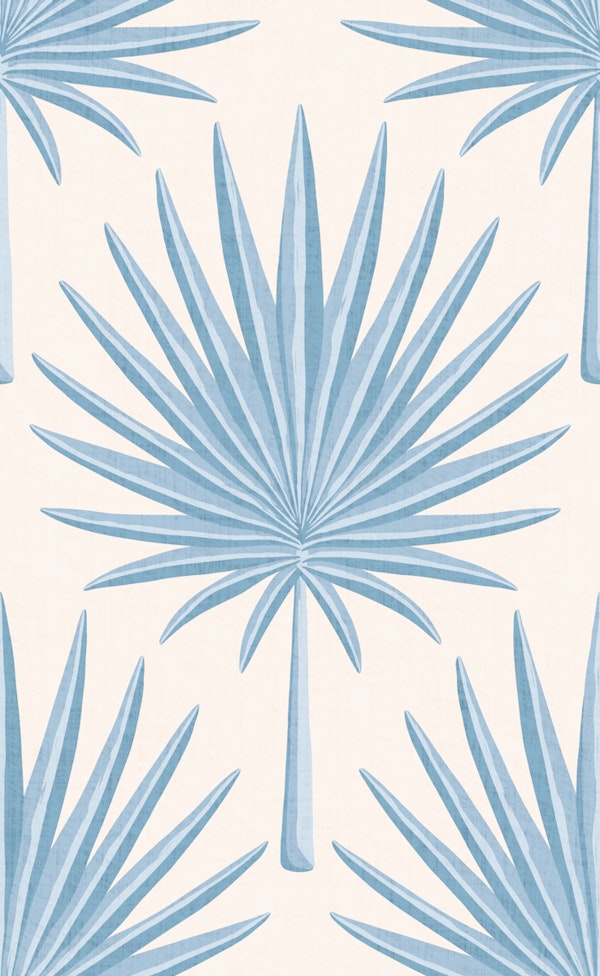 Tropical Palm Leaves - Light Blue