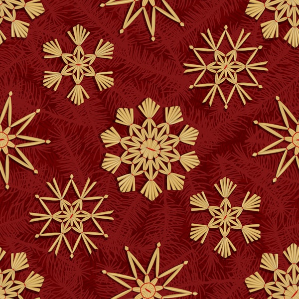 Strohsterne Christmas Pine Barn Red