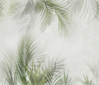 Boracay green tropical palm leaves continuous behang