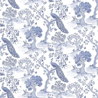 Blue Chinoiserie Peacock Garden wallpaper