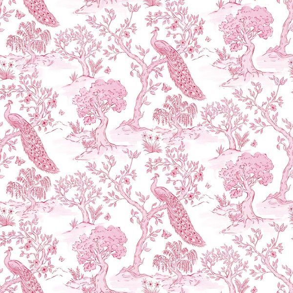 Pink Peacock Garden Toile