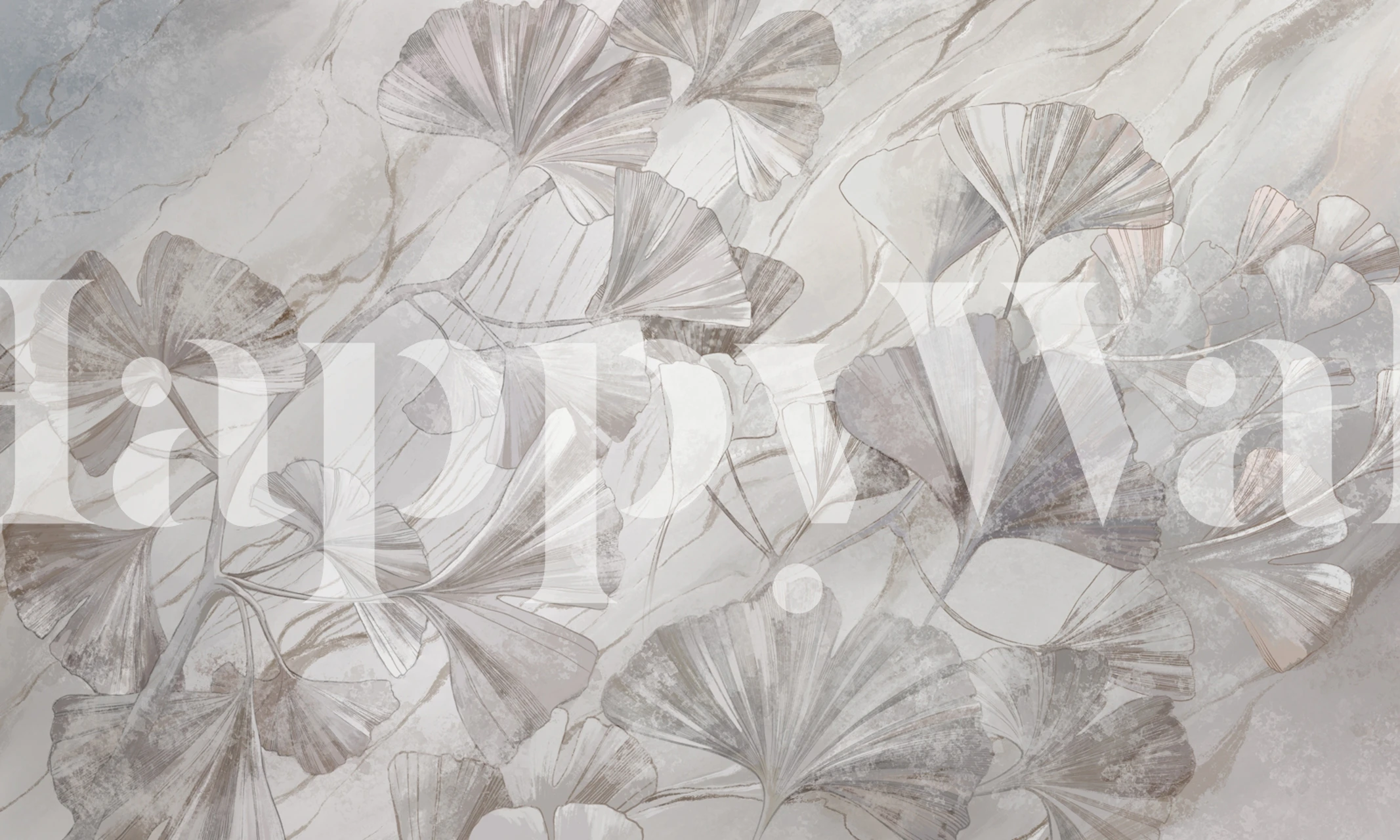 Ginkgo biloba leaf wallpaper in a neutral room