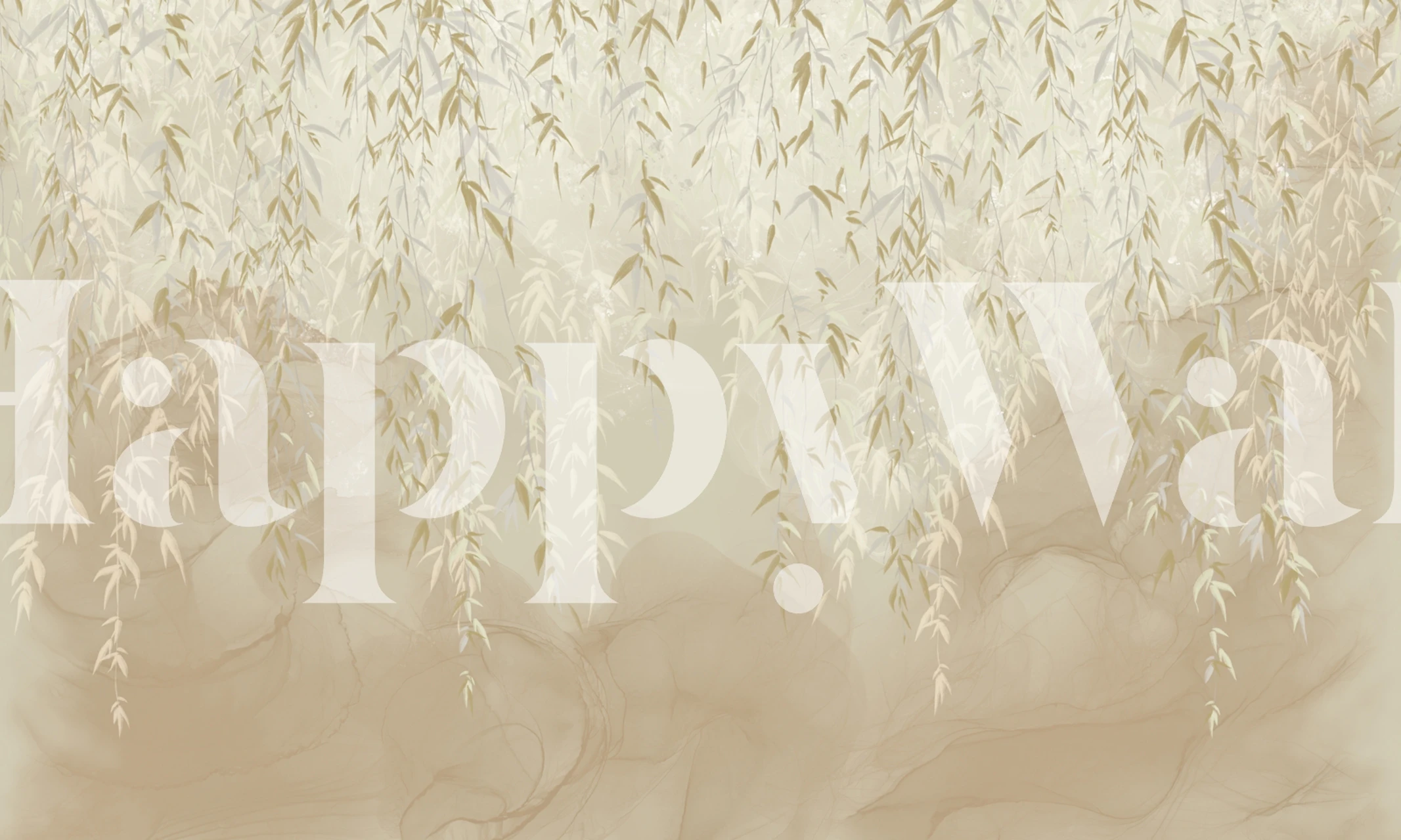 Willow branch wallpaper in a soft neutral room