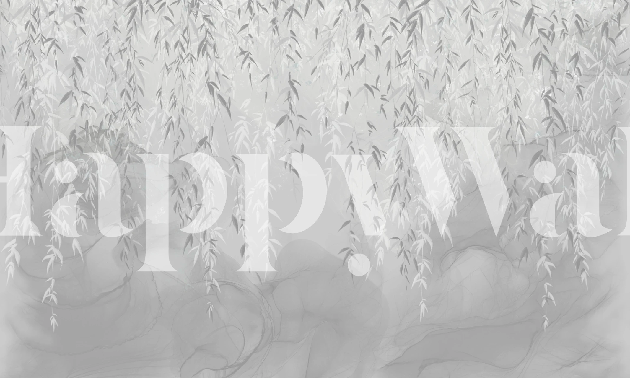 Soft gray willow leaf wallpaper in a room