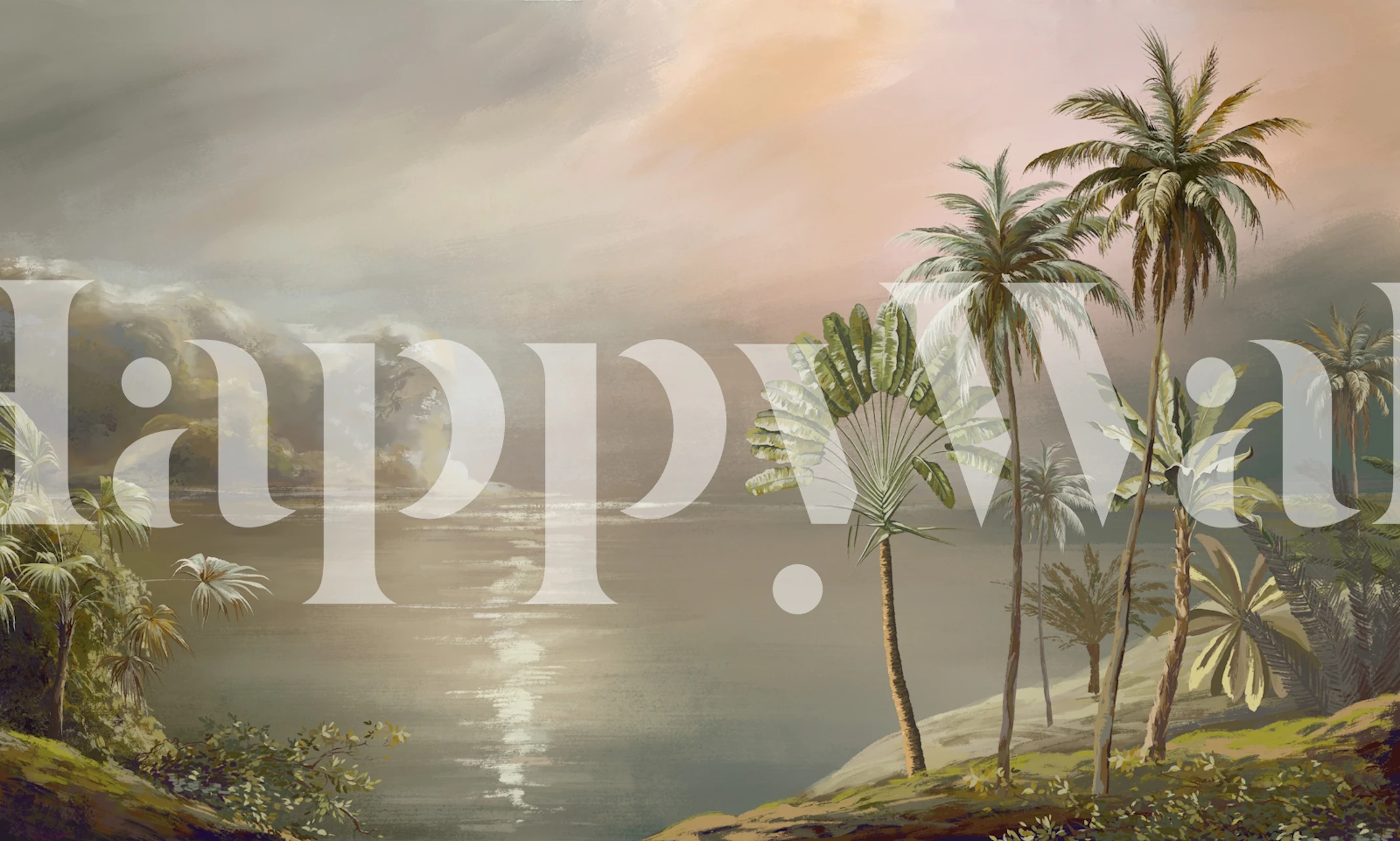 Tropical beach wallpaper in a soft coastal room