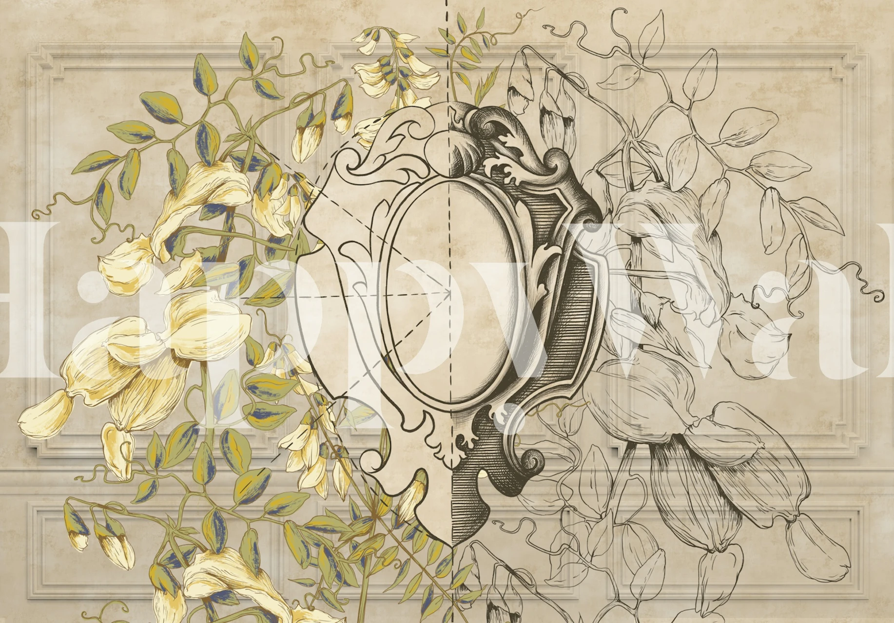 Botanical floral wallpaper in a classic room