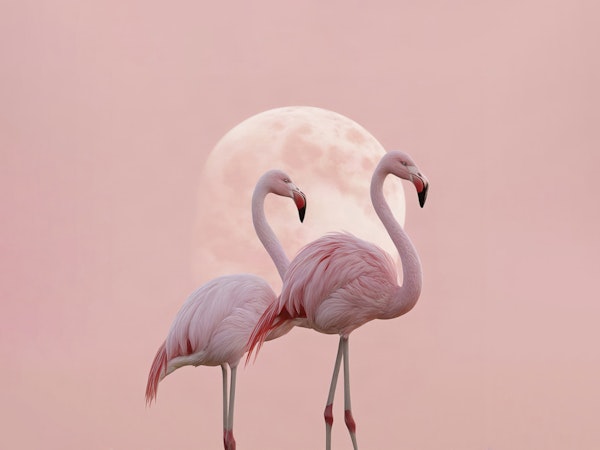 Pink Moon Flamingo Romance